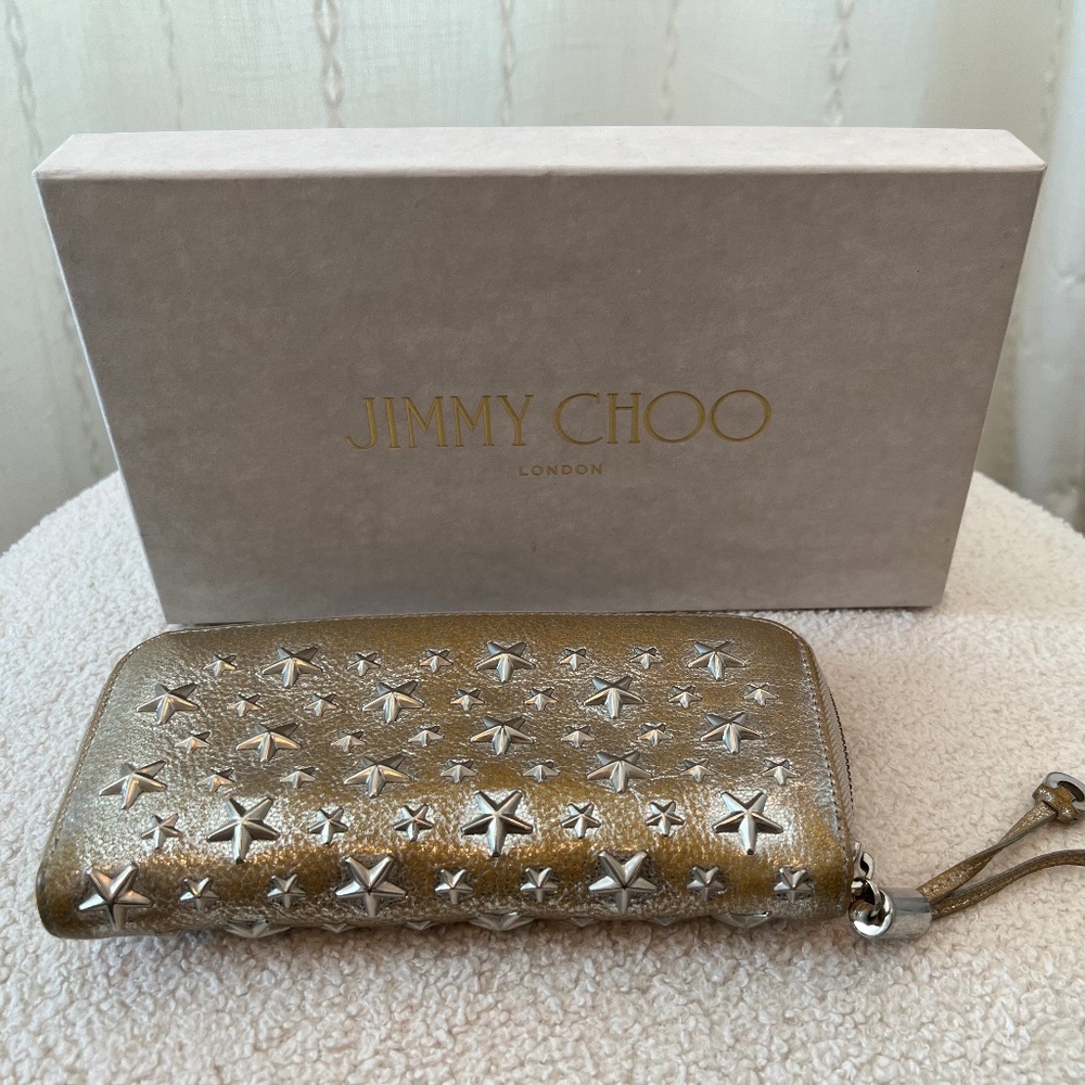 Jimmy Choo star studs golden leather wallet